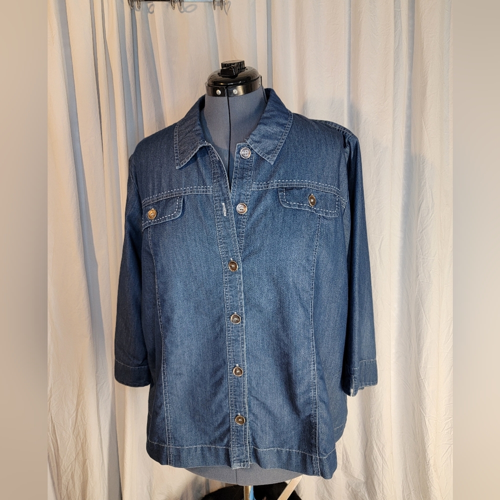 Blue Denim Women's Button-Up Shirt Jacket, Alfred Dunner
